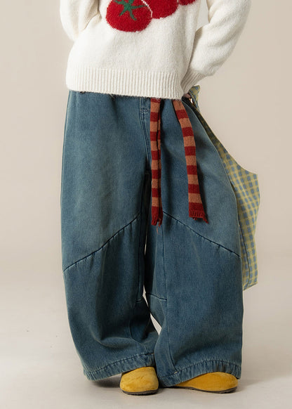Navy Oversized Patchwork Denim Harem Pants Spring