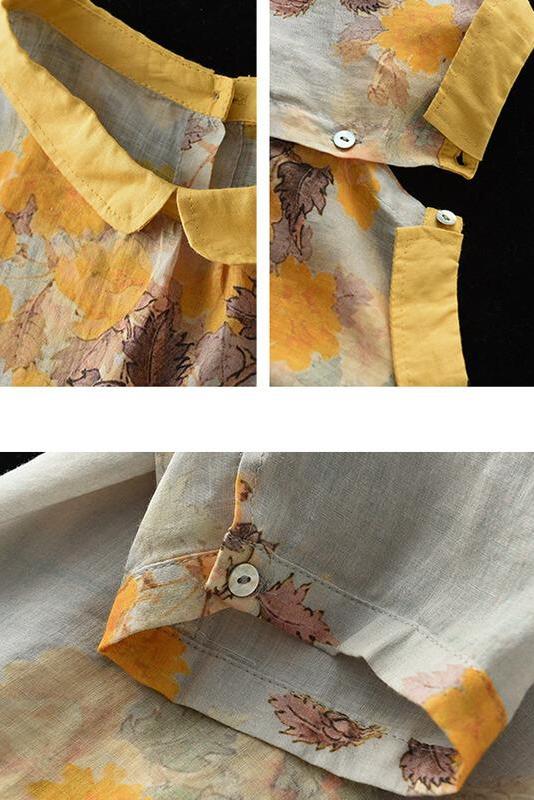 Linen Print Breasted Shirt