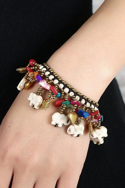 Bohemia Elephant Woven Turquoise Bracelet