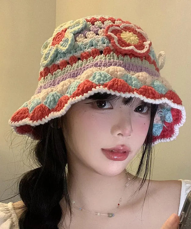Boutique Red Hollow Out Knit Bonnie Hat
