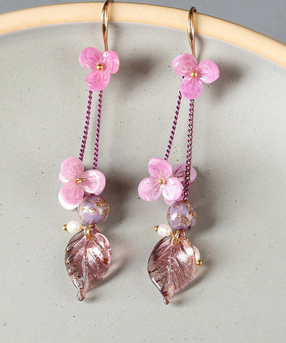 Rose Sterling Silver Pearl Coloured Glaze Drop Earrings