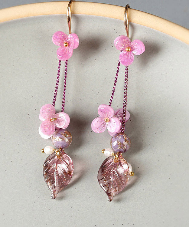 Rose Sterling Silver Pearl Coloured Glaze Drop Earrings