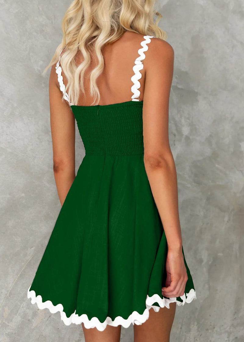 Stylish White Patchwork Cotton Spaghetti Strap Dress Summer