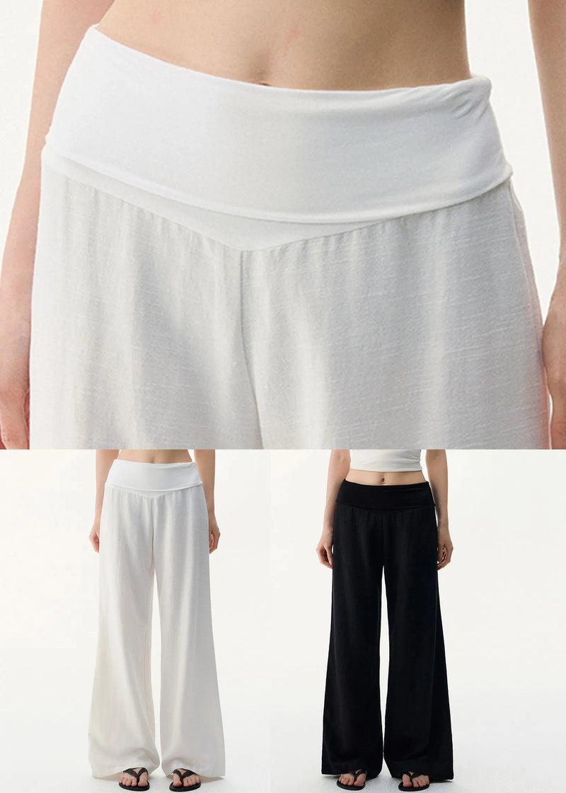 White High Waist Linen Pants Summer