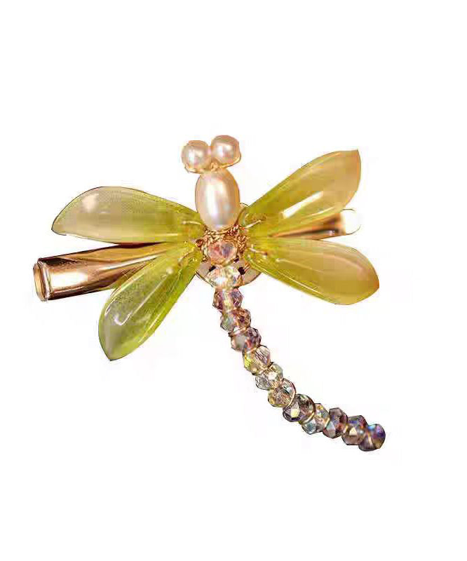 Chinese Style Light Green Colored Glaze Dragonfly a Pair Hairpin