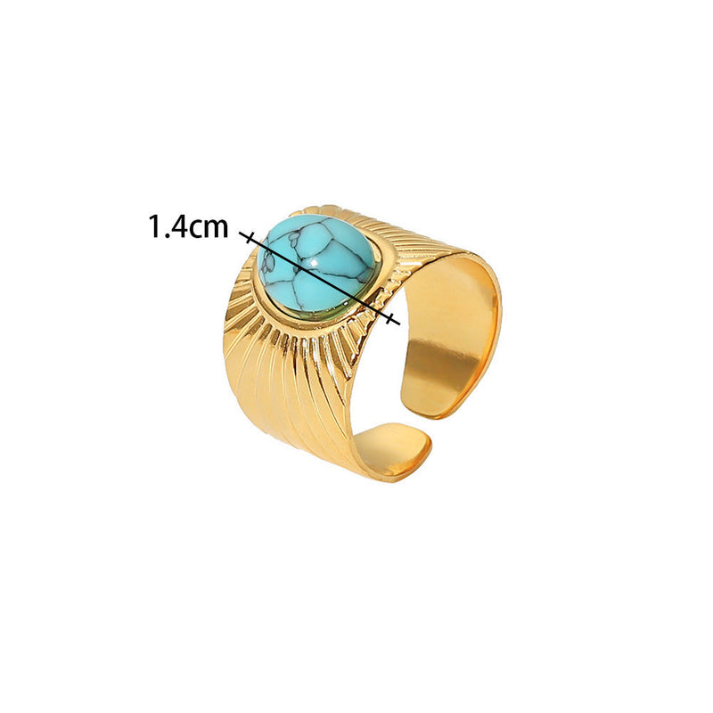 Inlaid Malachite Stainless Steel Ring