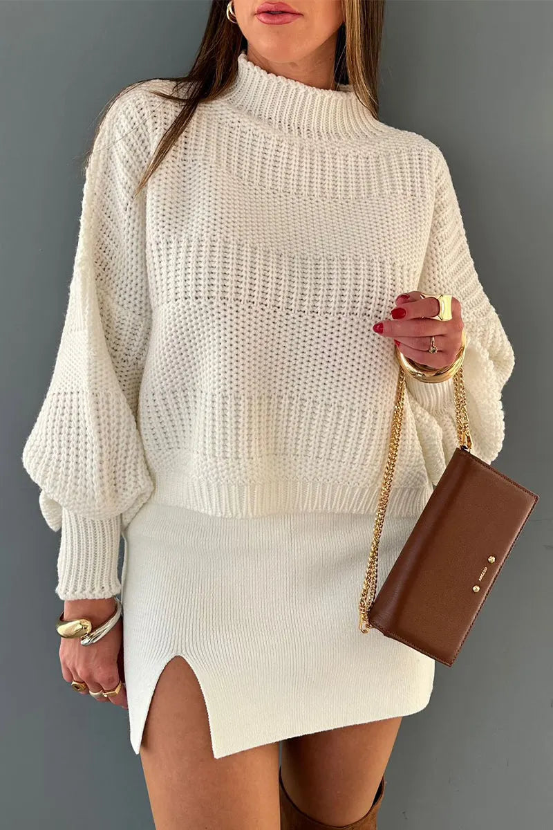 Daily Color Weave Turtleneck Sweaters
