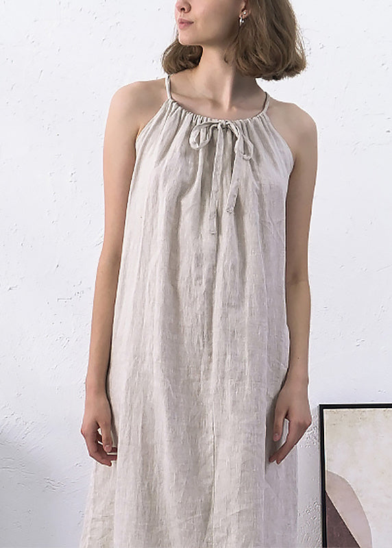 Loose Linen Wear on Both Sides Spaghetti Strap Dresses Sleeveless