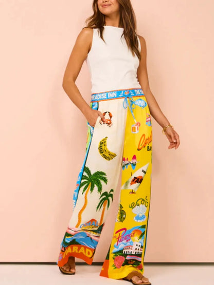 Vacation Beach Sunny Style Printed Two Piece Set - Pants