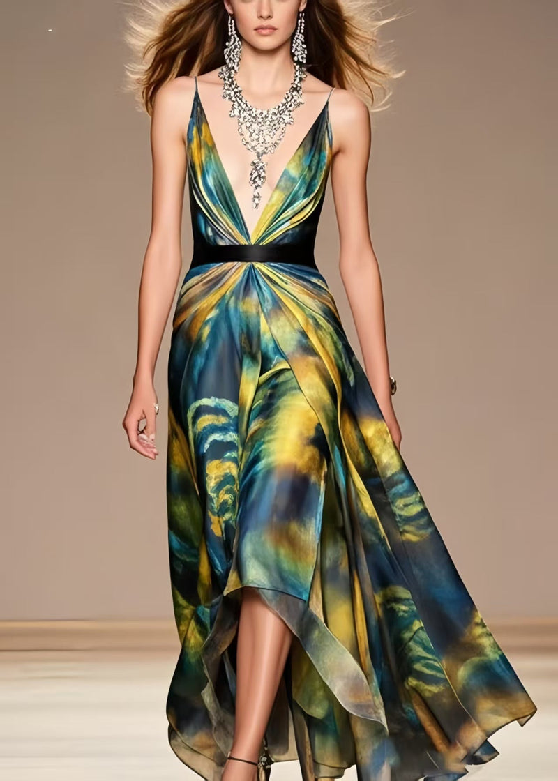 Tie Dye Exra Large Hem Chiffon Beach Dress Summer