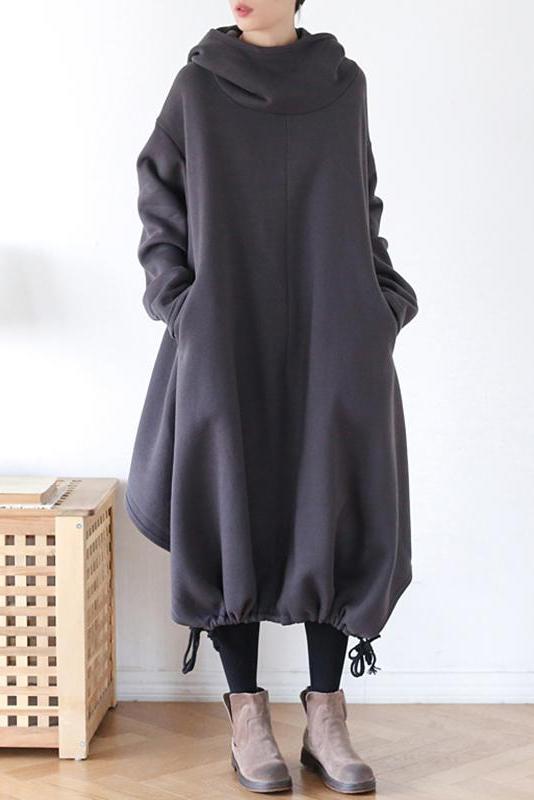 Drawstring Irregular Hem Cotton Dress