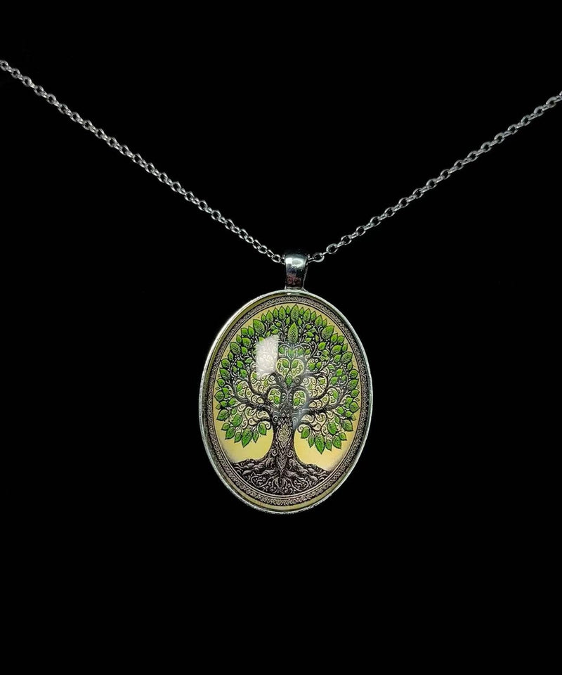 Ellipse Tree of Life Alloy Lariat Necklace