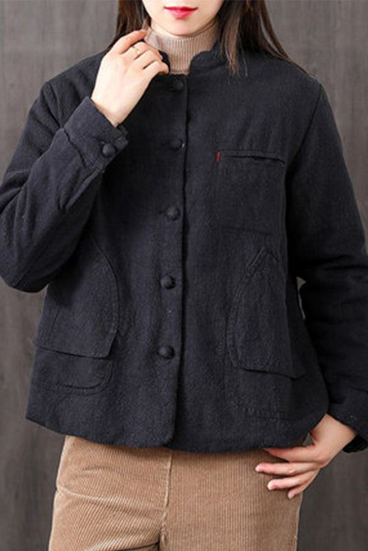 Winter Jacket Retro Linen Padded Jacket