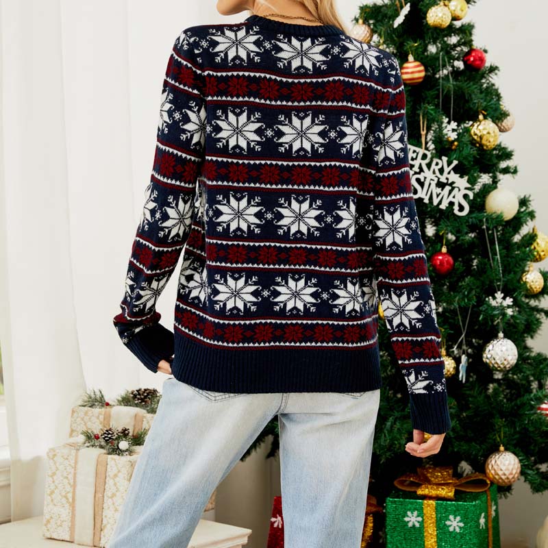 Festive Christmas Knit Sweater for Women with Motif