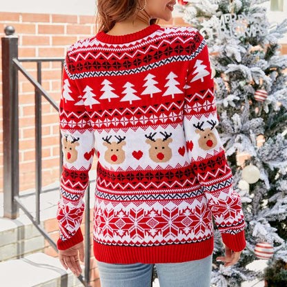 Christmas Knit Sweater with Reindeer Motif