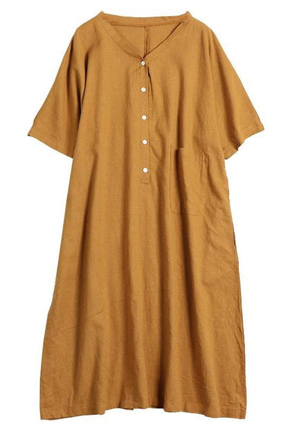 Organic Color Linen Dress for Summer