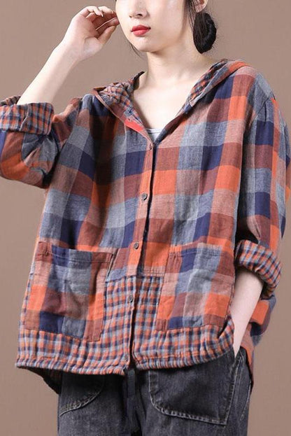 Limited Stock- Loose Stitching Drawstring Hooded Blouse