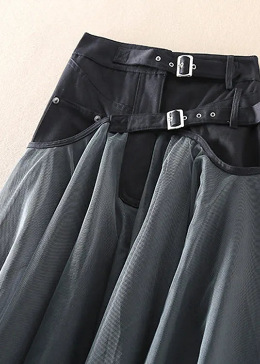 French Grey Patchwork Tulle Skirts Spring