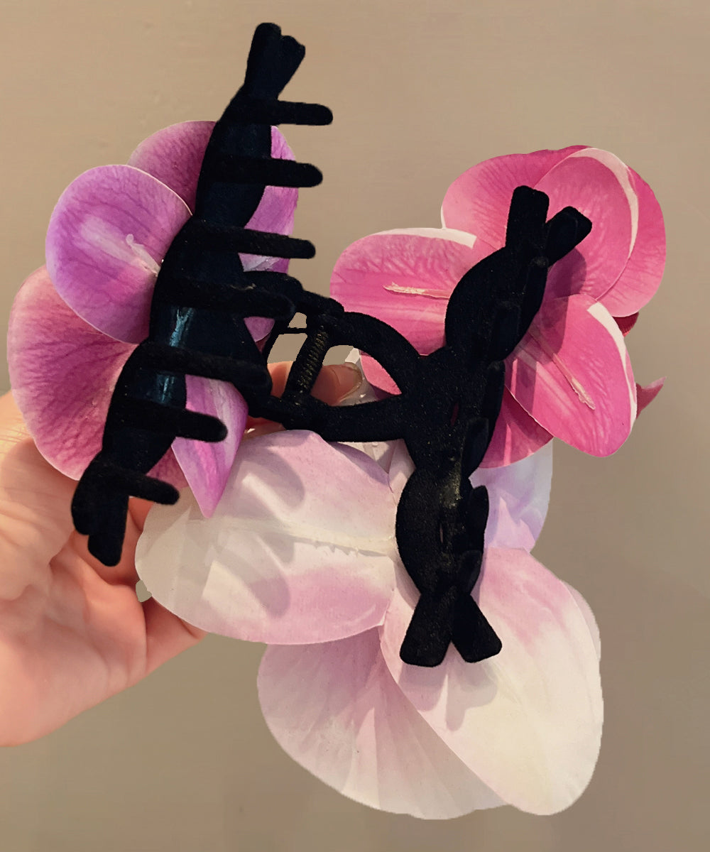 Diy Colorblock Alloy Pearl Butterfly Orchid Hairpin