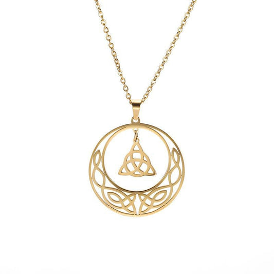 Crescent Moon Triquetra Dangle Necklace