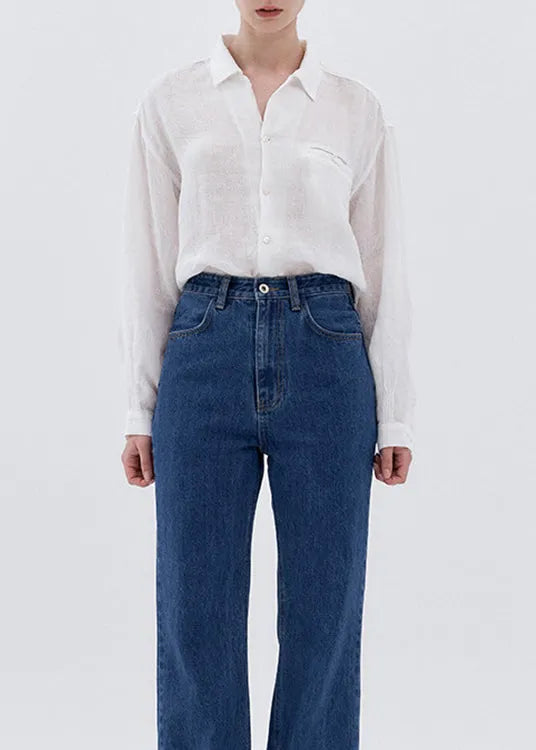 White Peter Pan Collar Linen Blouse Tops Spring