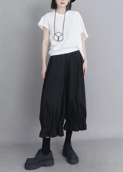 Modern Black Oversized Cotton Lantern Pants Summer