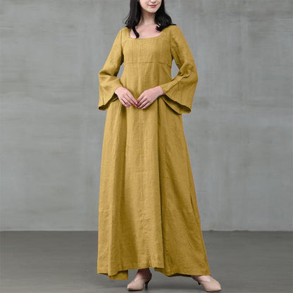 Summer Vacation Dress Spring Outfit Retro Dress With Large Pendulum Linen