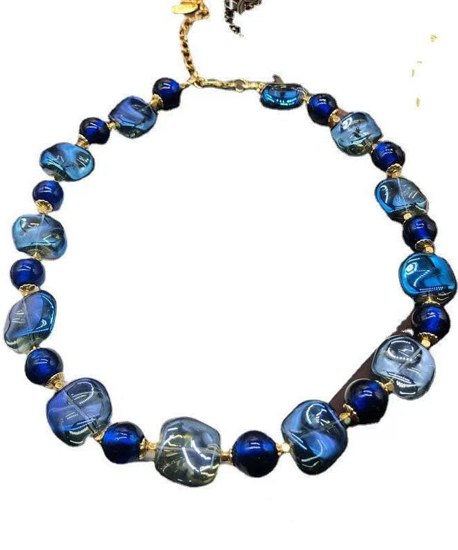 Royal Blue Sterling Silver Ancient Gold Coloured Glaze Locket Necklace