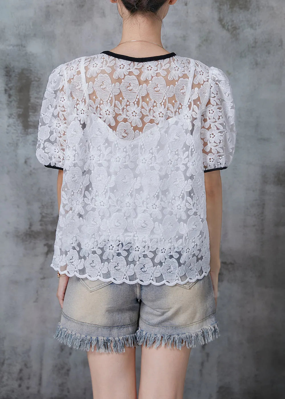 Diy White Embroidered Lace Shirt Top Summer