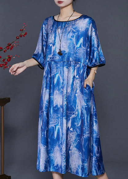 Blue Oversized Tie Dye Holiday Dress Summer
