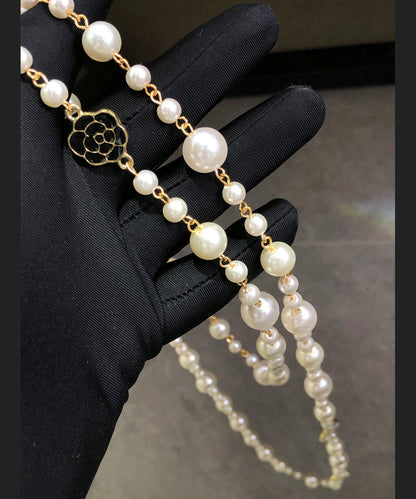 Classy White Alloy Pearl Beading Sweaters Gratuated Bead Necklace