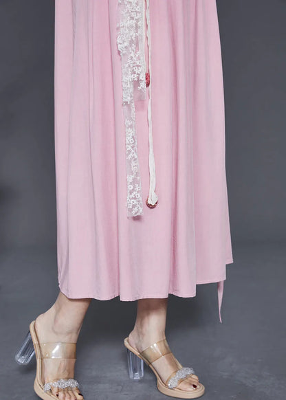 Pink Stereoscopic Chiffon Summer Dress