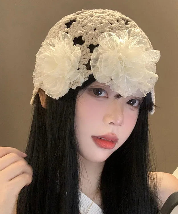 Boutique Beige Hollow Out Knit Bonnie Hat