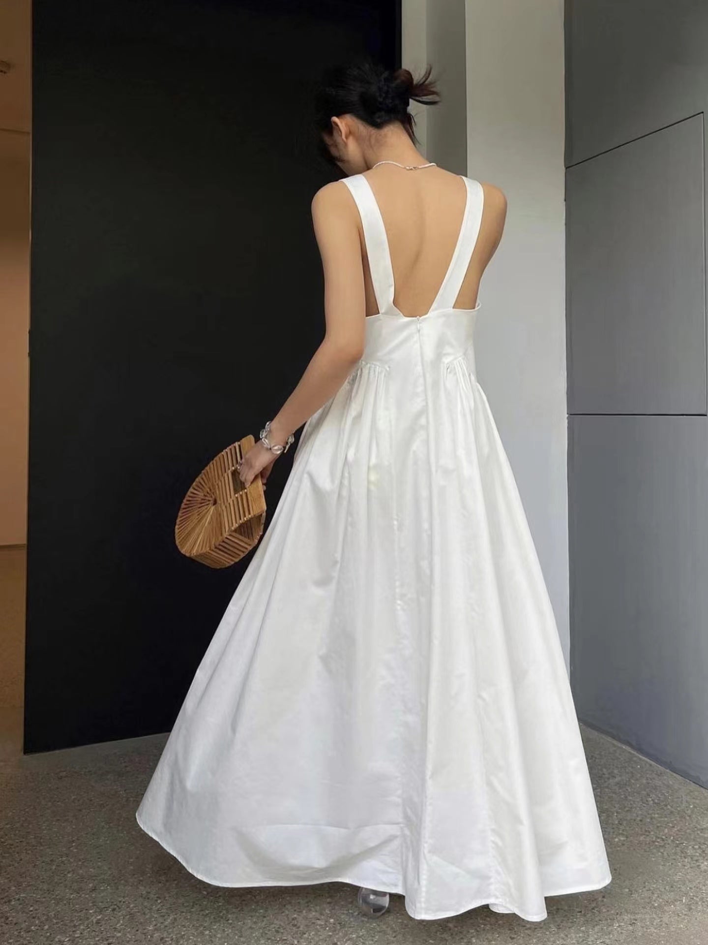 Strappy A-line White Dress