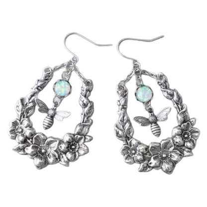 Sacred Bee Blossom Opal Earrings