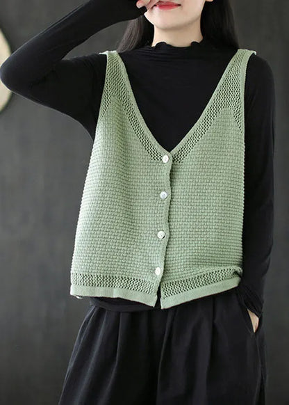Blue V Neck Button Fall Knit Vest