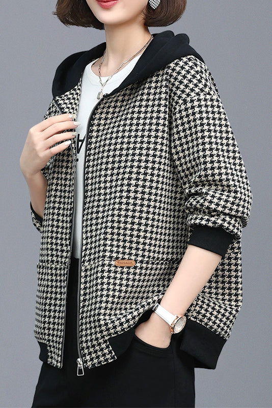 Plaid Short Coat Loose Quilted Coat