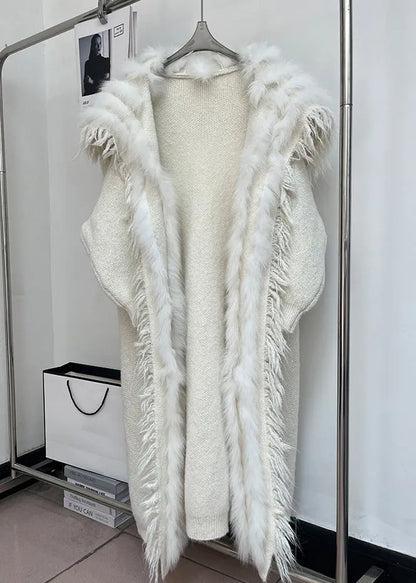 Beige Tasseled Pockets Patchwork Woolen Coats Sailor Collar