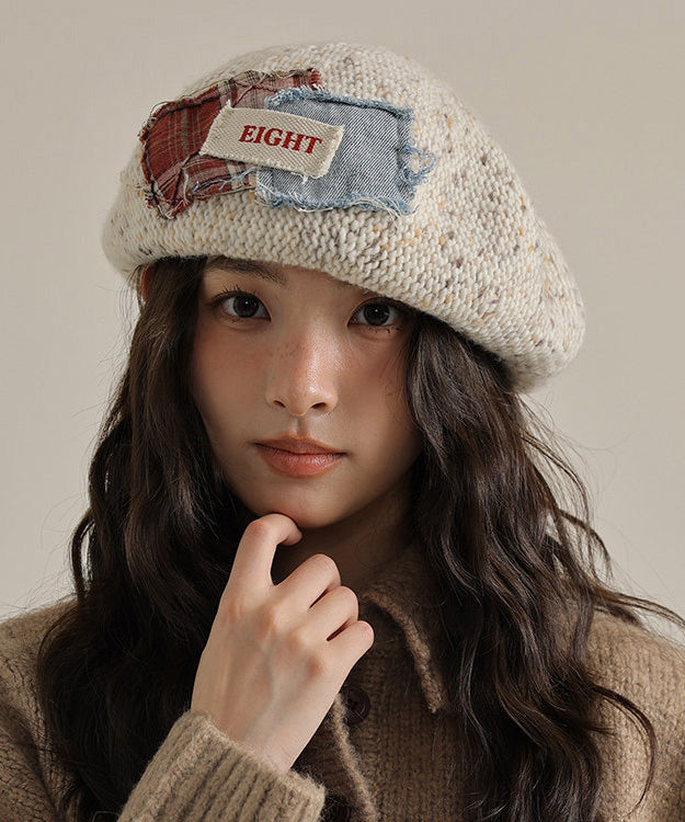 Khaki Versatile Patch Knit Breton Hat