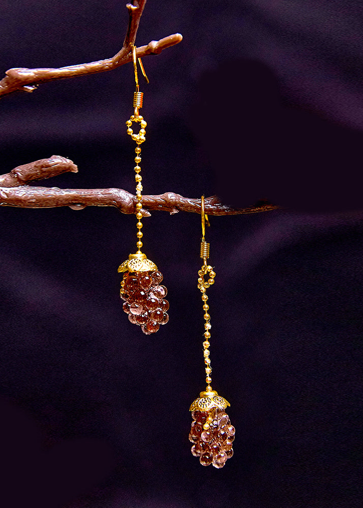 Simple Grapes Acrylic 14k Gold Long Drop Earrings