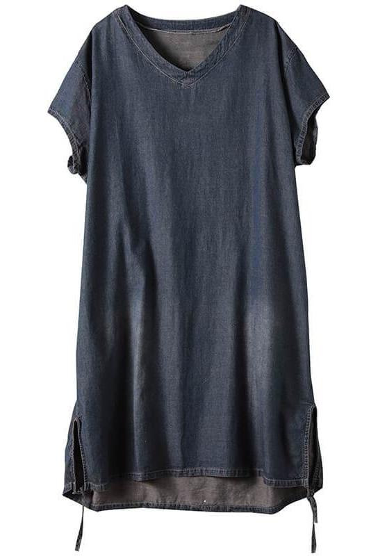 V-neck Lace-up Midi Short Sleeve Dress