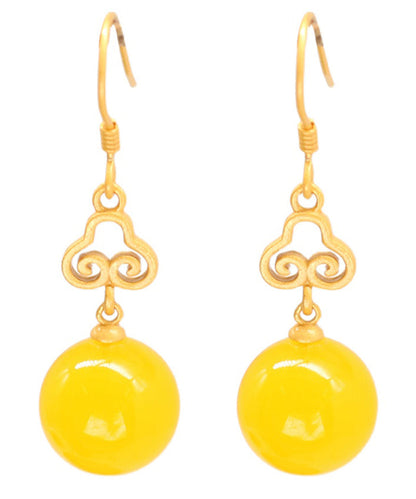Yellow Sterling Silver Overgild Beeswax Xiangyun Drop Earrings