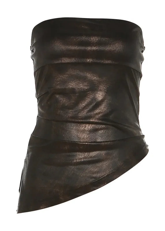 Black Cold Shoulder Asymmetrical Tie Dye Top Sleeveless