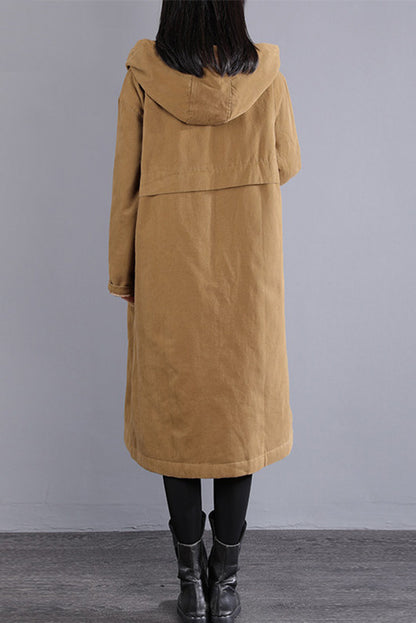 Hooded Cotton Coat Stitching Loose Cotton Coat