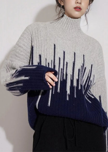 Beige Turtleneck Thick Knit Sweater Winter