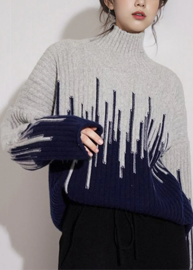 Beige Turtleneck Thick Knit Sweater Winter