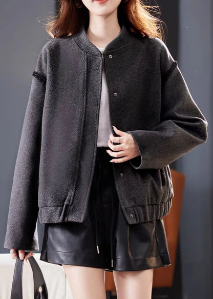 Fine Dark Grey Nail Bead Patchwork Coat Fall