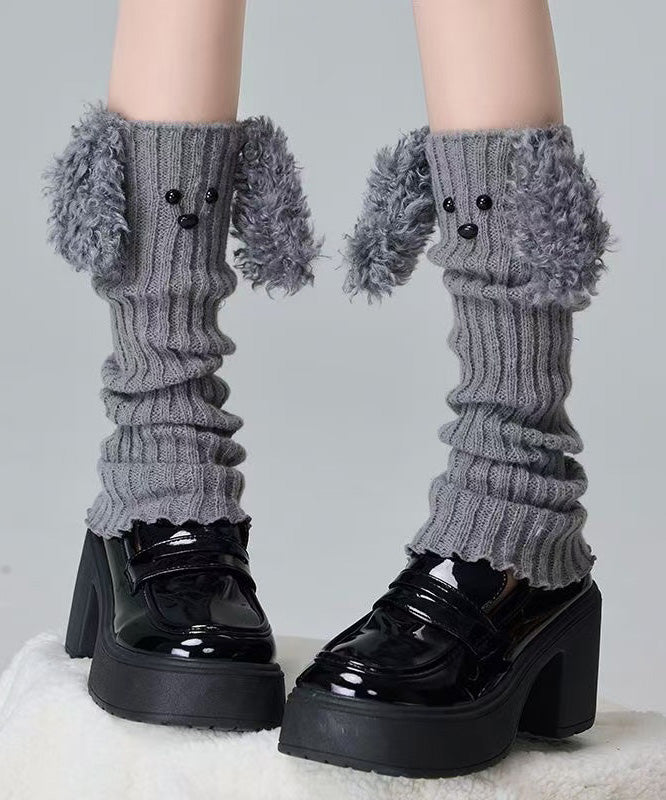 Cartoon Coffee Fuzzy Fur Knit Sock Covers