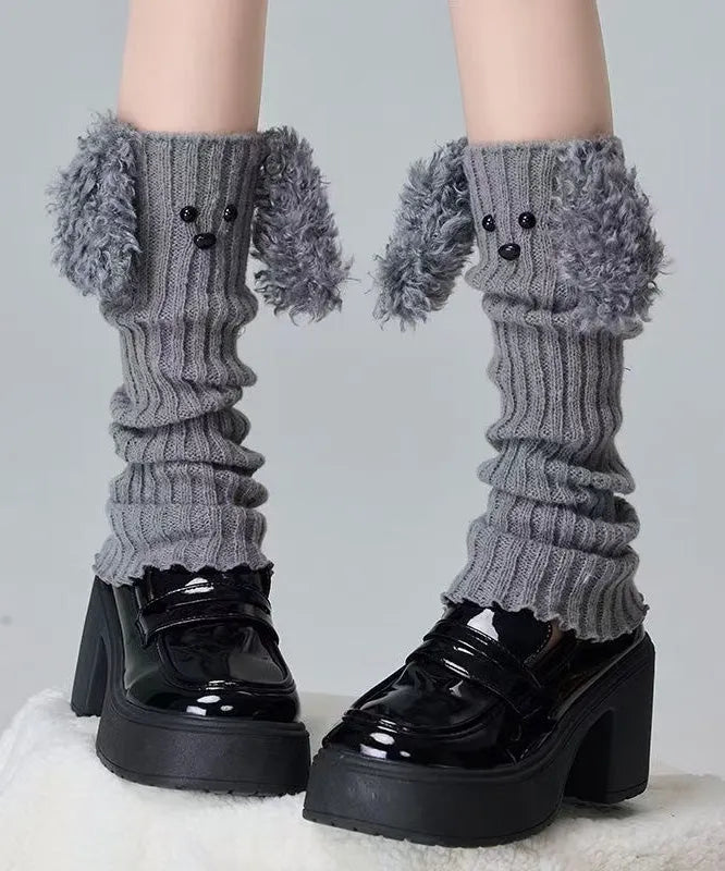 Cartoon Coffee Fuzzy Fur Knit Sock Covers