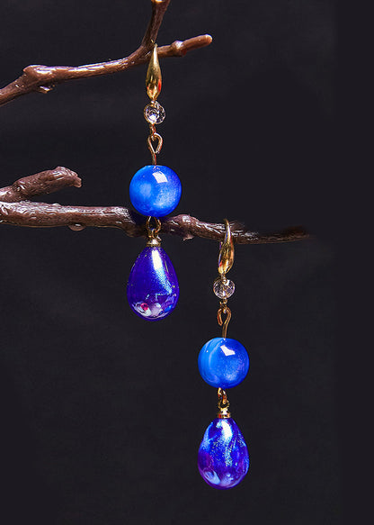 Style Peacock Blue Water Droplet Acrylic Drop Earrings